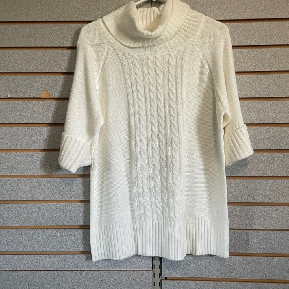 Ashley‎ Blue Womens XL Cable Knit Roll Neck Tunic Sweater Top